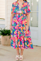 Tropicana Bliss Maxi Dress, Fuchsia-Pink-Blue