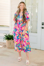 Tropicana Bliss Maxi Dress, Fuchsia-Pink-Blue