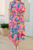 Tropicana Bliss Maxi Dress, Fuchsia-Pink-Blue