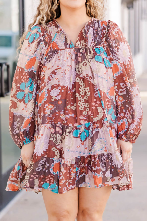 Trust Your Vibes Kleid, Braun