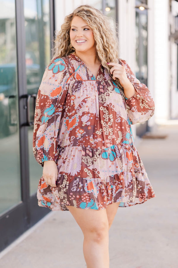 Trust Your Vibes Kleid, Braun