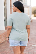 Under The Palm Leaves Tee, Dusty Blue
