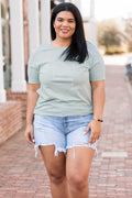 Under The Palm Leaves Tee, Dusty Blue