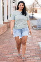 Under The Palm Leaves Tee, Dusty Blue
