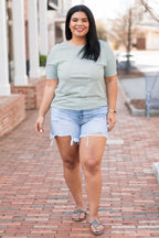 Under The Palm Leaves Tee, Dusty Blue