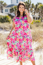 Ethereal Blossom Dress, Pink Multi