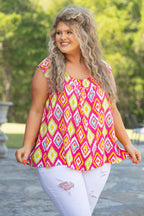 Visions In My Eyes Top, Hot Pink