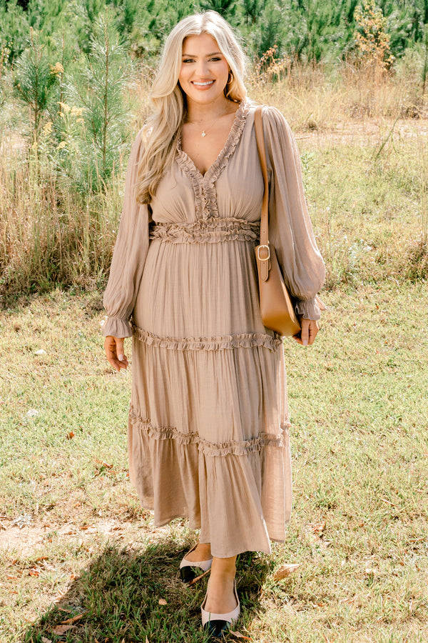 Vivid Palms Dress, Taupe