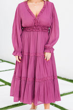 Vivid Palms Kleid, Pflaume