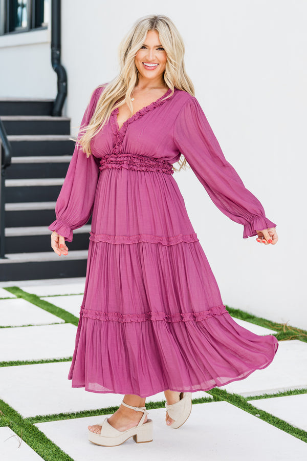 Vivid Palms Kleid, Pflaume