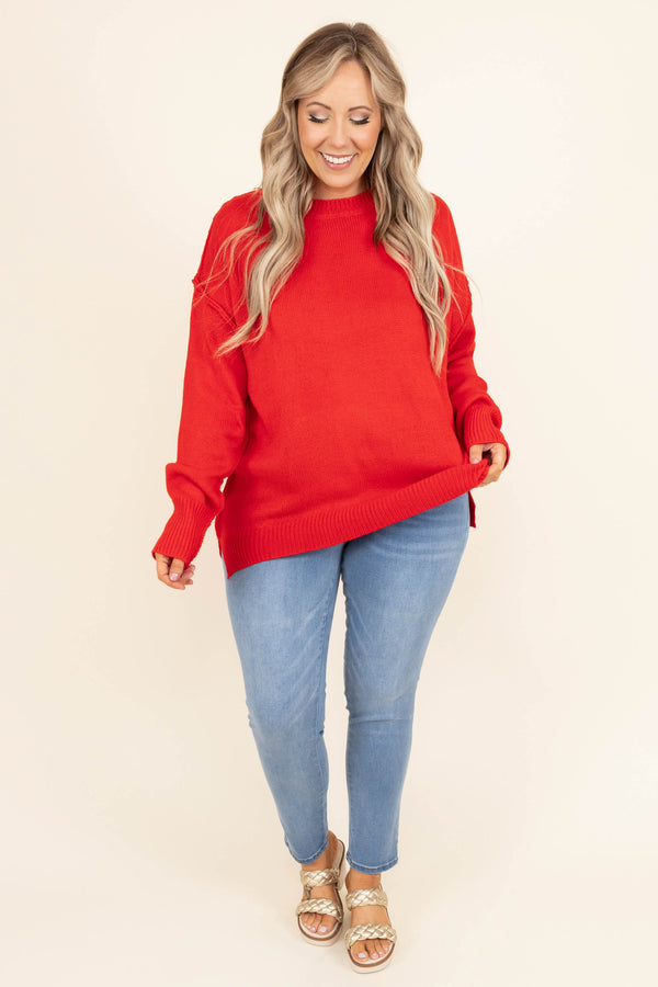 Waiting On A Sign Sweater, Red