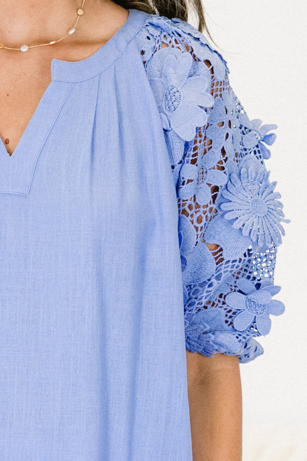 Walk Into The Future Top, Light Blue