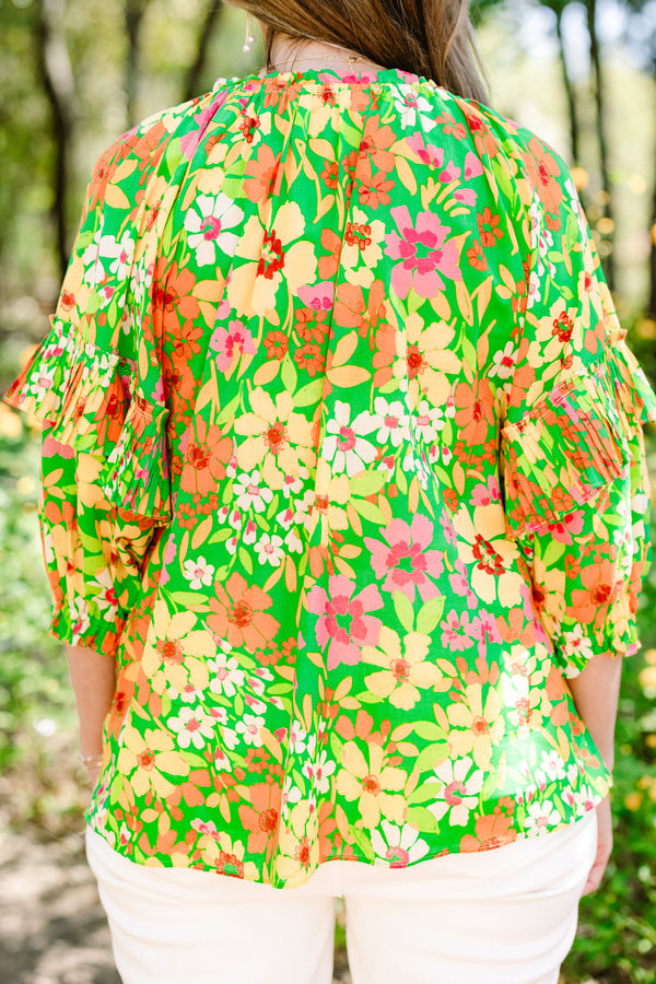 Walk Into The Sunshine Top, Green Multi