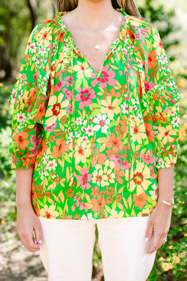 Walk Into The Sunshine Top, Green Multi