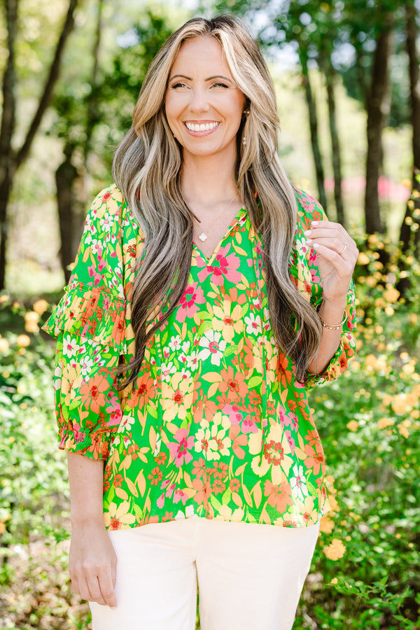 Walk Into The Sunshine Top, Green Multi