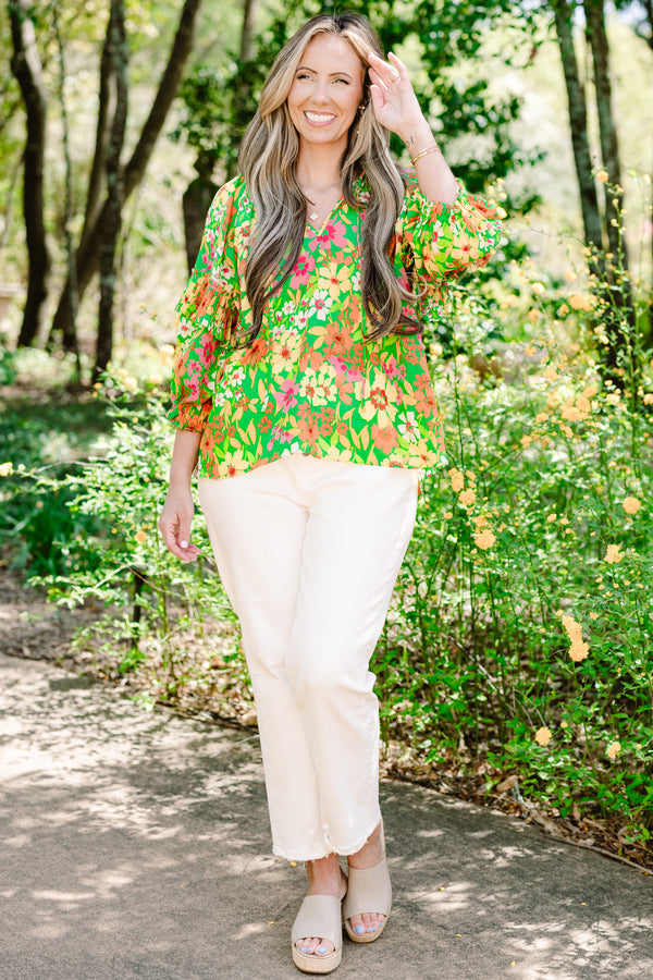 Walk Into The Sunshine Top, Green Multi