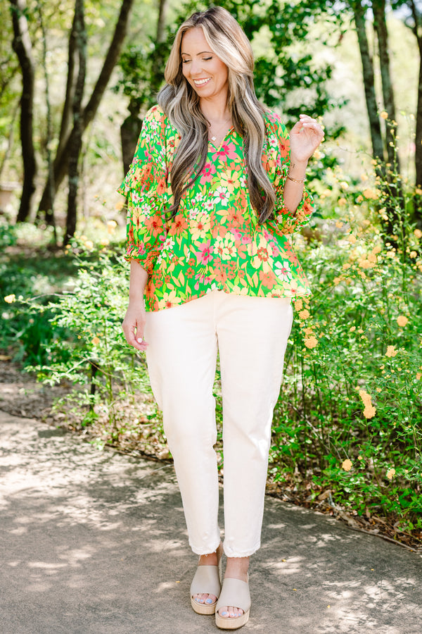 Walk Into The Sunshine Top, Green Multi