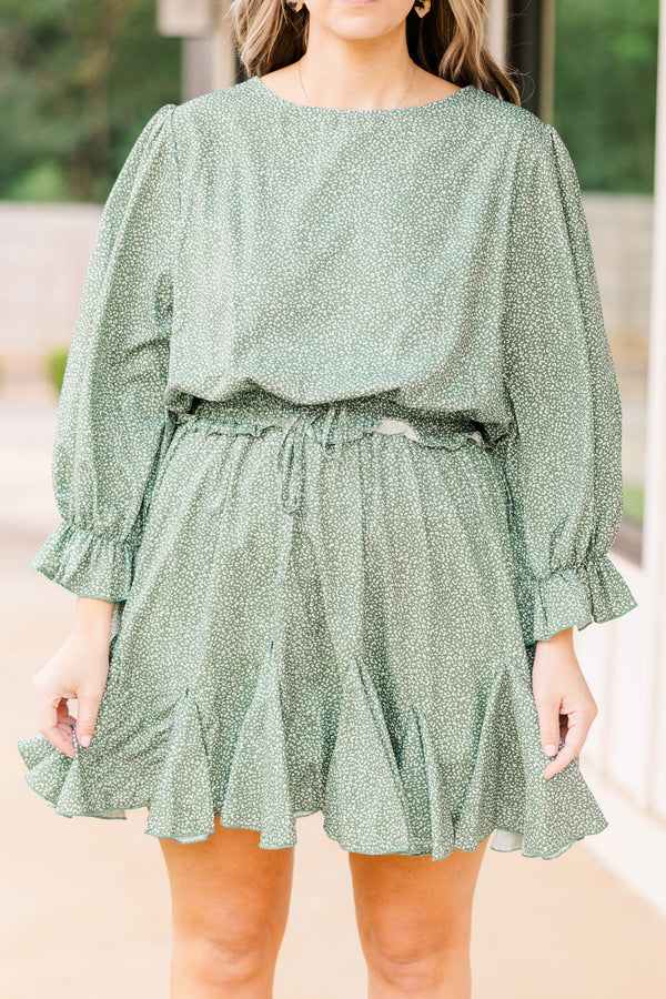 Warming Up to You Romper, Dark Sage