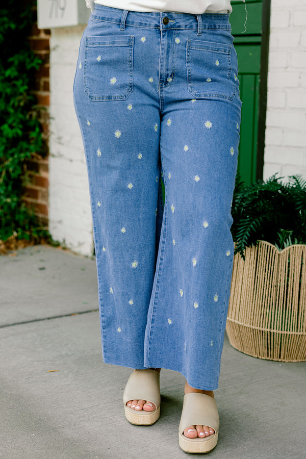 Wash Me Away Jeans, Floral Embroidery