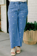 Wash Me Away Jeans, Floral Embroidery
