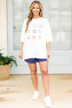 Watercolor Stars Boyfriend Tee, Ivory