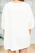 Watercolor Stars Boyfriend Tee, Ivory
