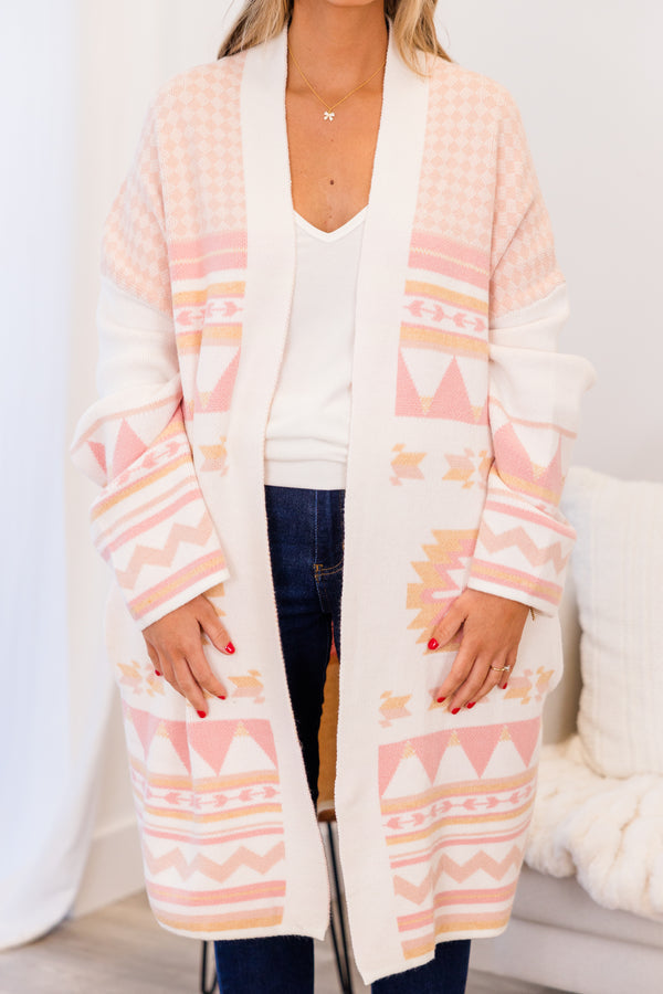 Wavy Wonder Cardigan, Pink