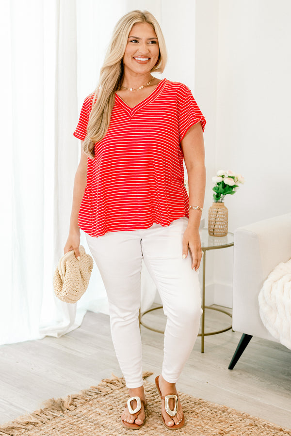 Weekend Surprise Top, Tomato Red