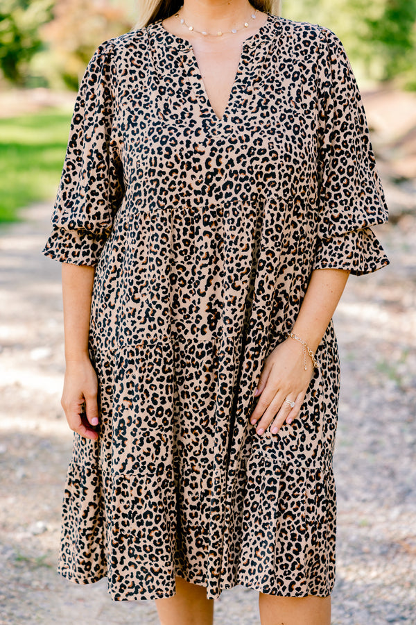 What You Know Dress, Brown Leopard
