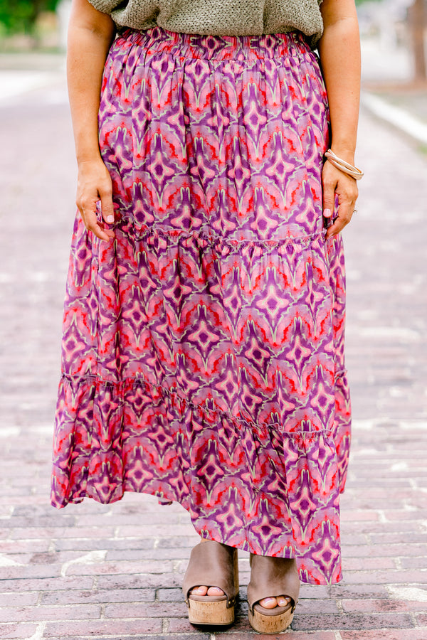 Whimsical Woman Maxi Skirt, Magenta