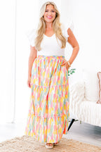 Whimsical Woman Maxi Skirt, Pink Watercolor