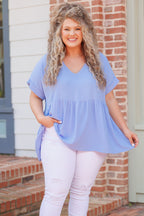 Wide Eyed Gaze Top, Dusty Blue