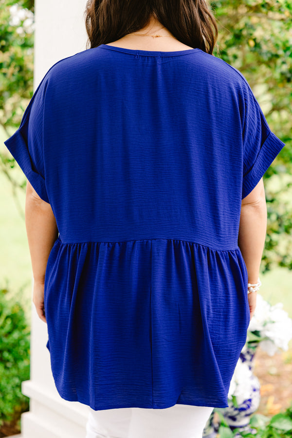 Wide Eyed Gaze Top, Royal Blue