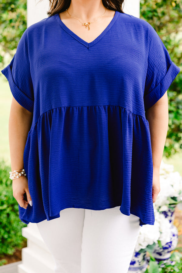 Wide Eyed Gaze Top, Royal Blue