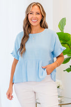 Wild Mountain Rose Top, Light Blue