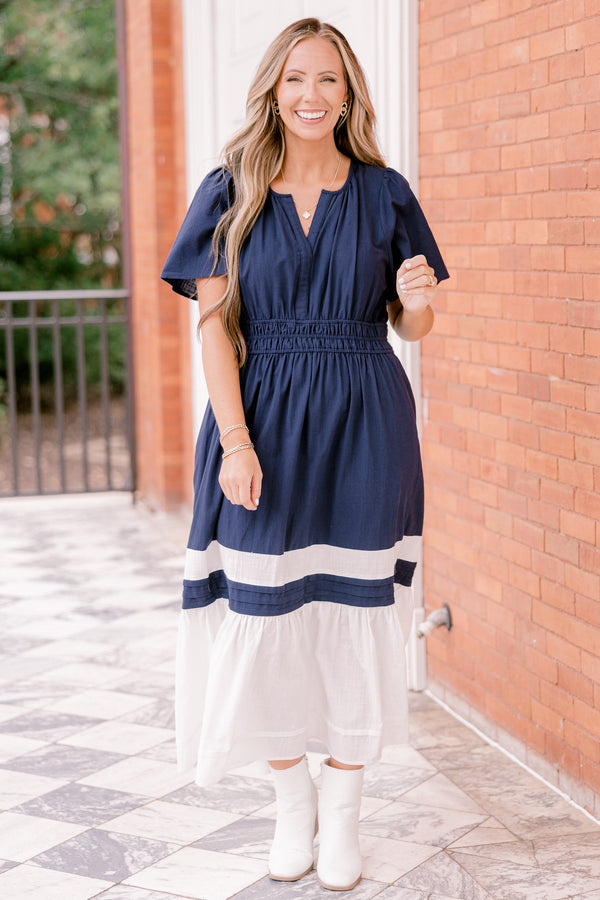 Wish Me Joy Dress, Navy