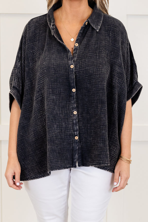 Wistful Weekend Top, Ash Black