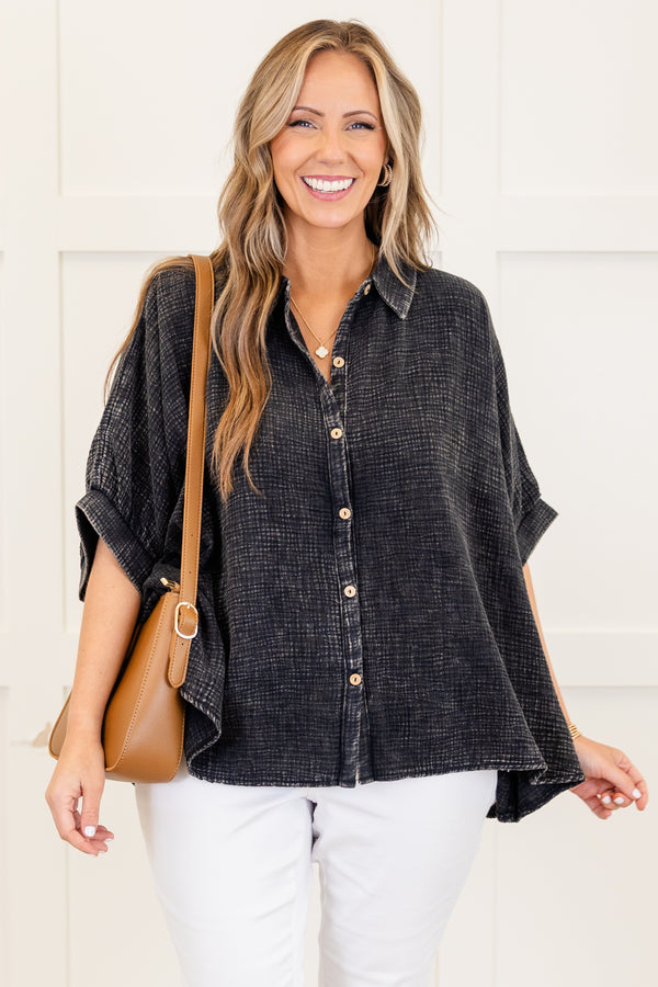 Wistful Weekend Top, Ash Black