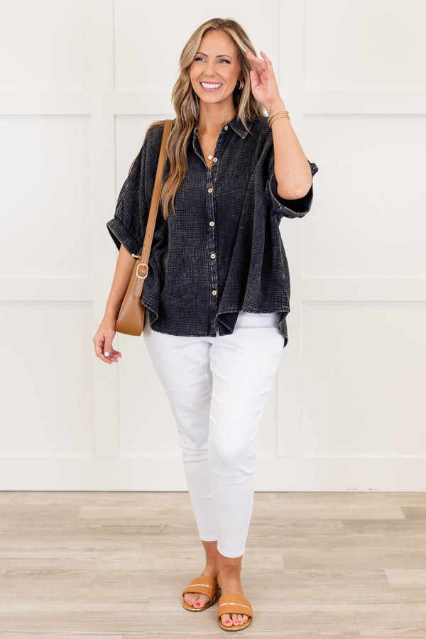 Wistful Weekend Top, Ash Black