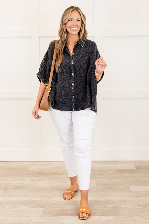 Wistful Weekend Top, Ash Black
