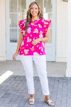 With My Whole Heart Top, Fuchsia