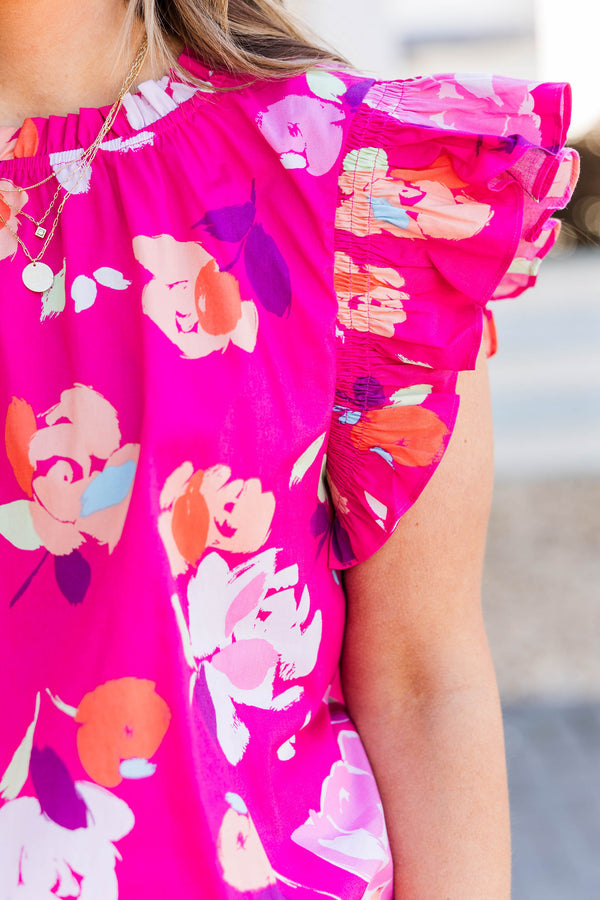 With My Whole Heart Top, Fuchsia