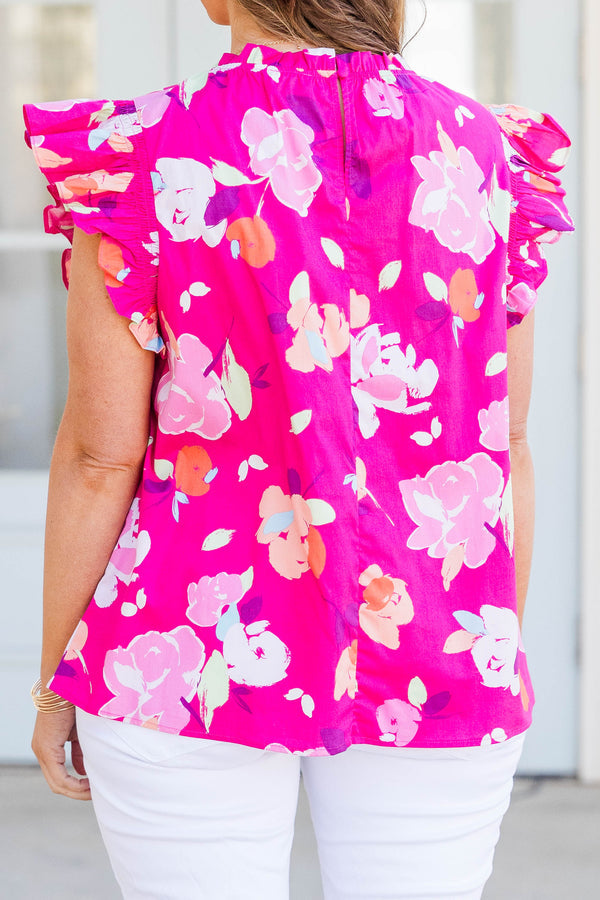 With My Whole Heart Top, Fuchsia