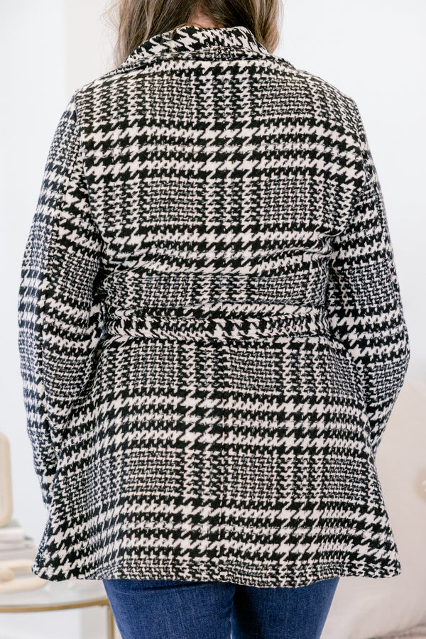 Wrapping It Up Jacket, Black Houndstooth