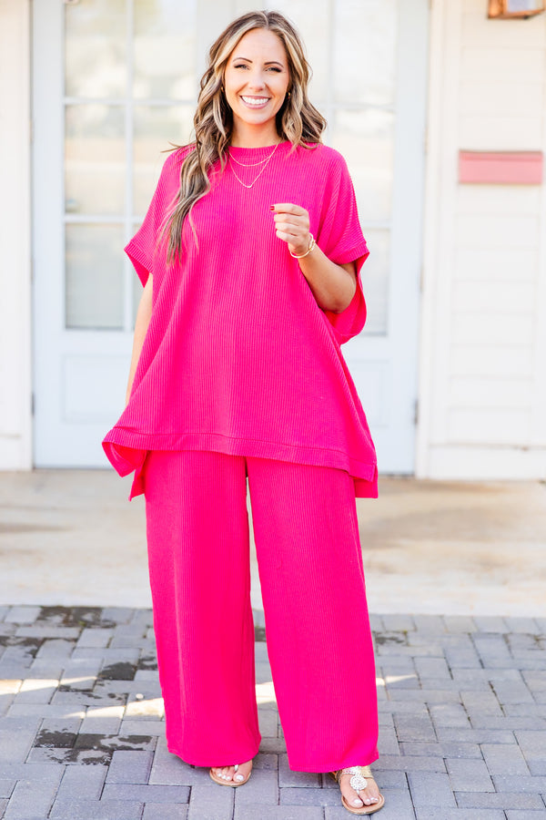 You Know Knit Pants, Hot Pink