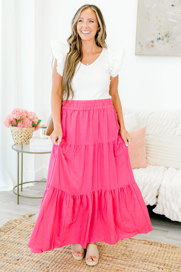 You're Glowing Maxi Skirt, Hot Pink