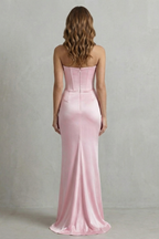 Evelisse – Skulptiertes Satin-Drapé – Trägerloses Korsett-Maxikleid