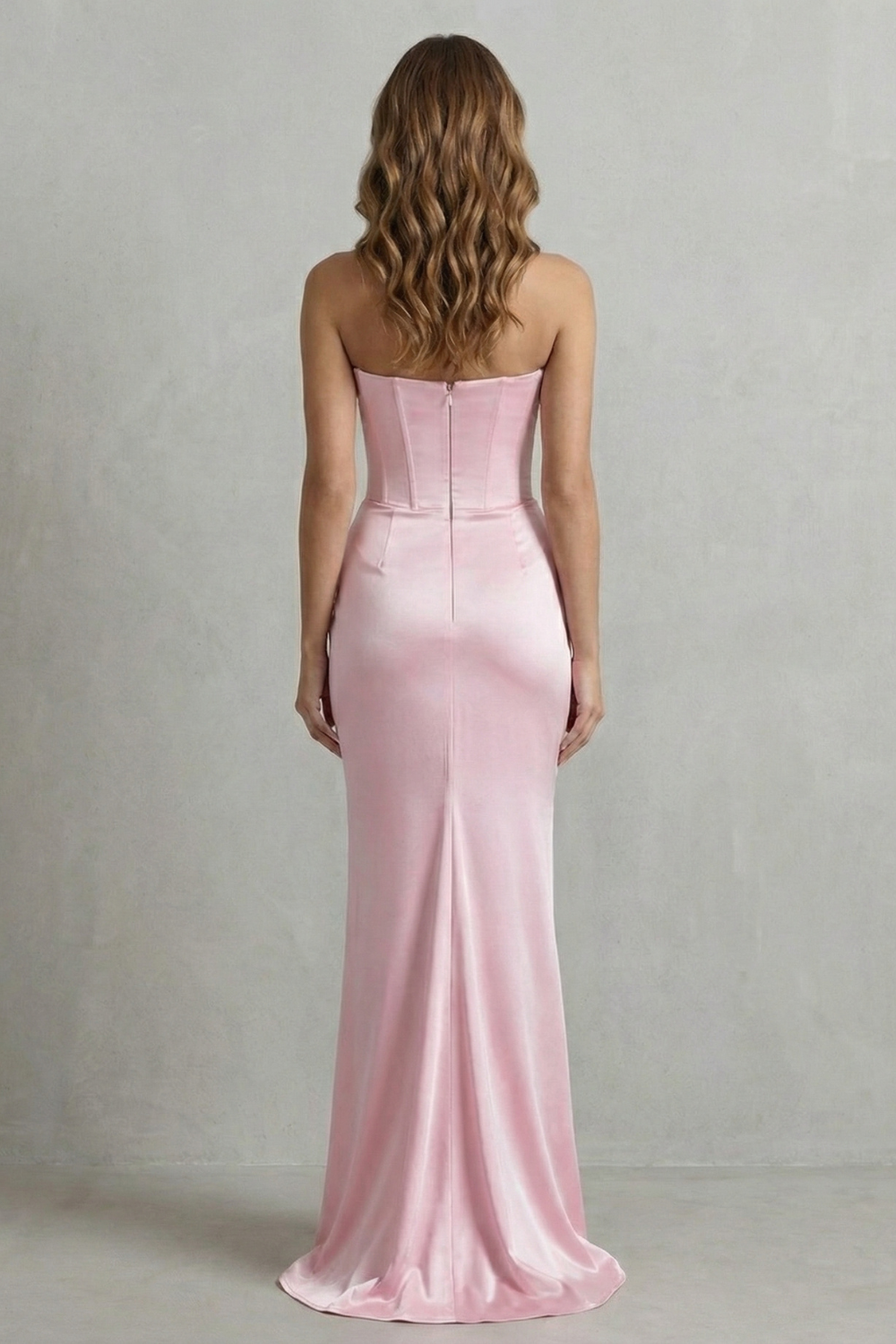 Evelisse – Skulptiertes Satin-Drapé – Trägerloses Korsett-Maxikleid
