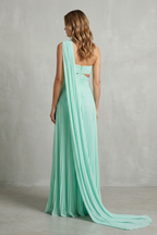 Sylvarine – Ätherischer Chiffon-Drapé – Maxikleid