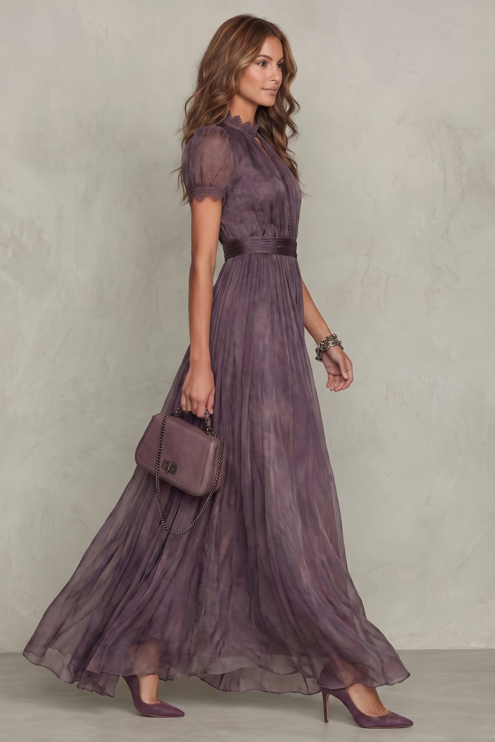 Velouraine – Eleganz mit Spitzen-Keyhole – Maxikleid